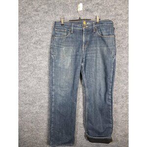 Carhartt Jeans Mens 33x30 Blue Relaxed Fit Fleece Lined Workwear Distressed
